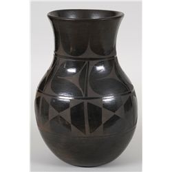 Santa Clara Blackware Jar 12 1/2" H. 8" D.  Good Condition