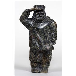 Samonie Toonoo Serpentine Carving of an Old Sailor - Cape Dorset 6 1/2" H. 3 1/2" W.  Good Condition