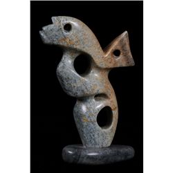 Abraham Anghik Ruben Soapstone Sculpture of a Transforming Figure 2002  11" H. 7" W.  Fine Condition