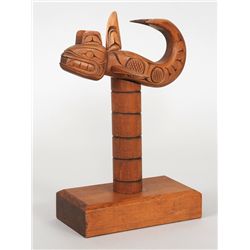Killer Whale Totem Carved by George V. James  -  Alert Bay, B.C. 10" H.  Good Condition