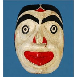 Miniature Mother Mask Carved by Wayne Alfred, Painted by Eugene Isaac 1 3/4" H. 1 1/4" W.  Fine Cond