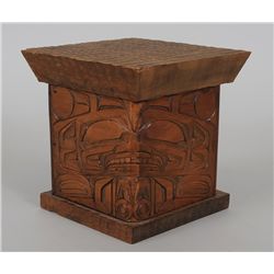 Bent Wood Box with Beaver and Bear Design Carved by Albert and Tillie Wilson - Gitsequekla, B.C. - 1