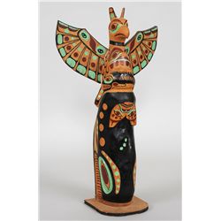 Totem of a Thunderbird, with Salmon and a Whale Carved by Henry Robertson - Greenville Naas River, B