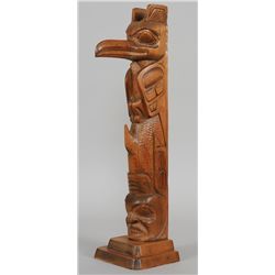 Tsimshian Transformation Totem Carved by Robert Jackson Signed R.B.J. 19 1/2" H. 5" W. Base  Good Co