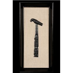 Pat McGuire Carved Three Figure Argillite Silhouette ca. 1969 7 1/2" H. - 6 1/2"x 13" Frame