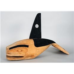 Northwest Coast Maple Wood Carved Whale 27" L. 20" H.  Good Condition