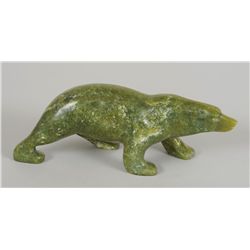 Jimmy Petaloosie Serpentine Walking Bear Carving - Cape Dorset 7" H. 2 1/2" W.  Good Condition