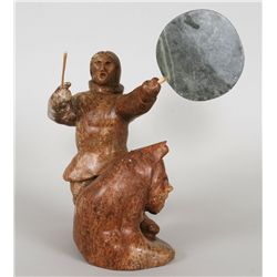 Dwayne Kos Serpentine Shaman Drum Dancer - Aklavik  12" H. 11 1/2" W.  Good Condition