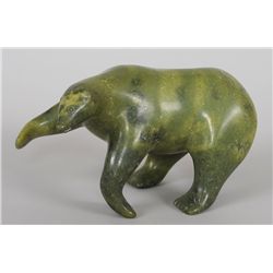Inuit Serpentine Bear Carving - Artist Unknown - Baker Lake ca. 1980  8" L. 5" H.  Good Condition
