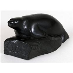 Haida Argillite Seal Carved by T. E. Davidson 4 1/4" L.  Good Condition