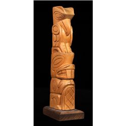 Thunder Bird and Beaver Totem Carved by Raymond Wesley - Prince Rupert, B.C.  11 1/2" H. 3" W. Base 