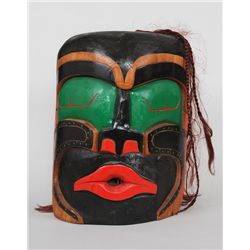 Wild Woman Mask Carved by Dwayne Goldsmith - Duncan, B.C. 17" H. 13" W.  Good Condition
