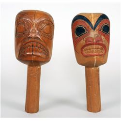 Two Rattles by Fred Yeltatzie 7 1/2" H.  Good Condition