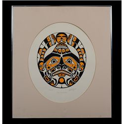 Richard Hunt Kwa-gulth Moon Serigraph 596/600  1979  25" x 28" Framed  Good Condition