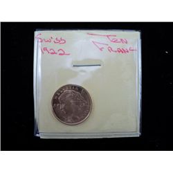 1922 Swiss 10 Franc Gold Coin, 3.225 Grams Of Gold PID #: 3107436