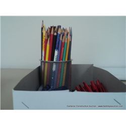 LOT: PENS & COLORED PENCILS