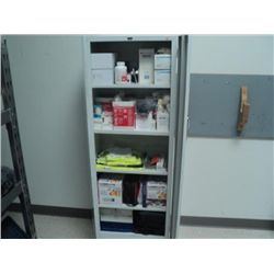 2 DOOR METAL CABINET WITH SAFTEY CONTENTS