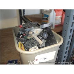 LOT: MISC. POWER ACCESSORIES & PLASTIC TRASH CAN