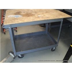 ROLLING WORK TABLE WITH WOOD TOP
