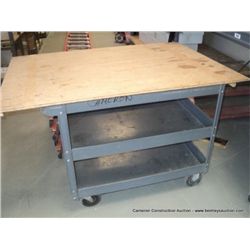 ROLLING WORK TABLE WITH WOOD TOP