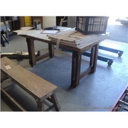 WOODEN TABLE WITH IMMITATION TOP