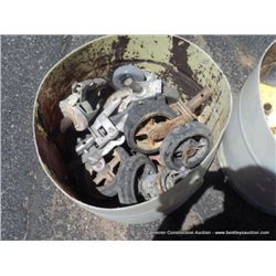 LOT: CASTER WHEELS & BUCKET