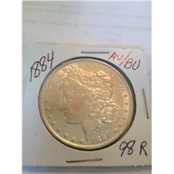 1884 MORGAN SILVER DOLLAR AU+