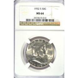 1952-S FRANKLIN HALF DOLLAR NGC MS64