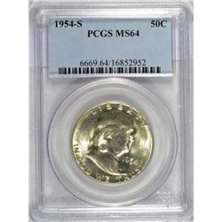 1954-S FRANKLIN HALF DOLLAR PCGS MS64