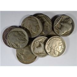 10 DIFFERENT BUFFALO NICKELS (19-S,20-D, 20-S, 21, 23-S, 24,24-D, 25,25-D,25-S)