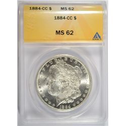 1884CC  Morgan $  ANACS 62 CLAIM TO 63 est  $200-$210