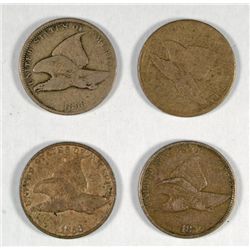 4- 1858 FLYING EAGLE CENTS "GRADING SET" (AG, GOOD, VG, FINE)