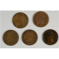 5-1907 INDIAN HEAD CENT "GRADING SET" ( VG, FINE, VF, XF, AU)