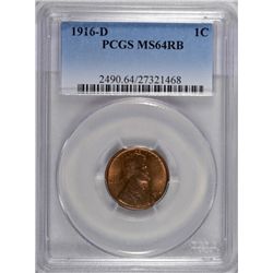 1916-D LINCOLN CENT PCGS MS64 RB