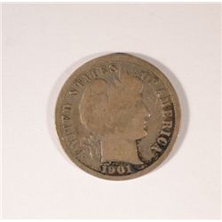 1901-S BARBER DIME VG