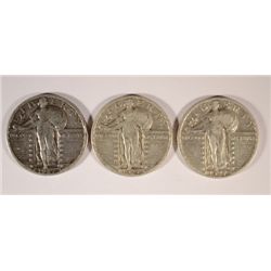 3-1927 STANDING LIBERTY QUARTERS "GRADING SET" (VG, FINE, VF)