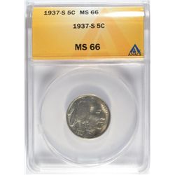 1937-S BUFFALO NICKLE ANACS MS 66 GEM