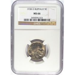 1938-D BUFFALO NICKLE NGC MS 66 GEM