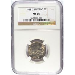 1938-D BUFFALO NICKLE NGC MS 66 GEM