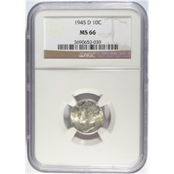 1945-D MERCURY DIME NGC MS 66 GEM