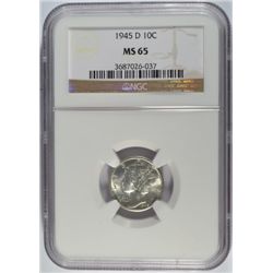 1945-D MERCURY DIME NGC MS 65 GEM