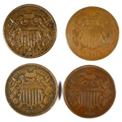 4-1865 TWO CENT "GRADING SET" ( AG, GOOD, VG, FINE)