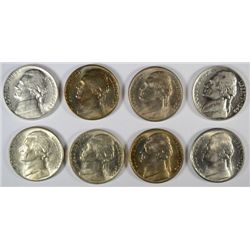 8 DIFFERENT JEFFERSON NICKELS (38-D,38-S,41-D,42,42-D,43,44-D,45) AU-BU