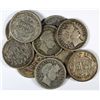 Image 1 : 10 DIFFERENT BARBER DIMES (03-O,04,05,05-O,05-S,06,06-D,06-S,07,07-D) AG-VF