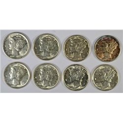 8 DIFFERENT MERCURY DIMES ( 30,34,36,36-D,37,37-D,38,38-D) UNC'S
