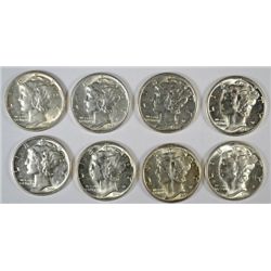 8 DIFFERENT MERCURY DIMES (42-S,43,43-D,44,44-D,44-S,45,45-D)