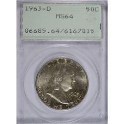 1963-D FRANKLIN HALF DOLLAR PCGS MS64 OGH