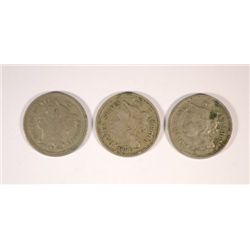 3 DIFFERENT THREE CENT NICKELS (65,67,81) GOOD-FINE