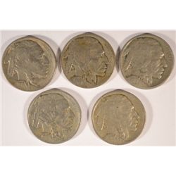 5 DIFFERENT BUFFALO NICKELS ( 13, 13 T2, 14,15,15-D)