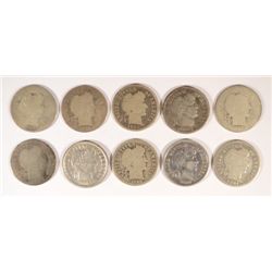 10 DIFFERENT BARBER DIMES ( 92,92-O,93,93-O,93-S,94,97,97-S,98,98-O) AG-VF